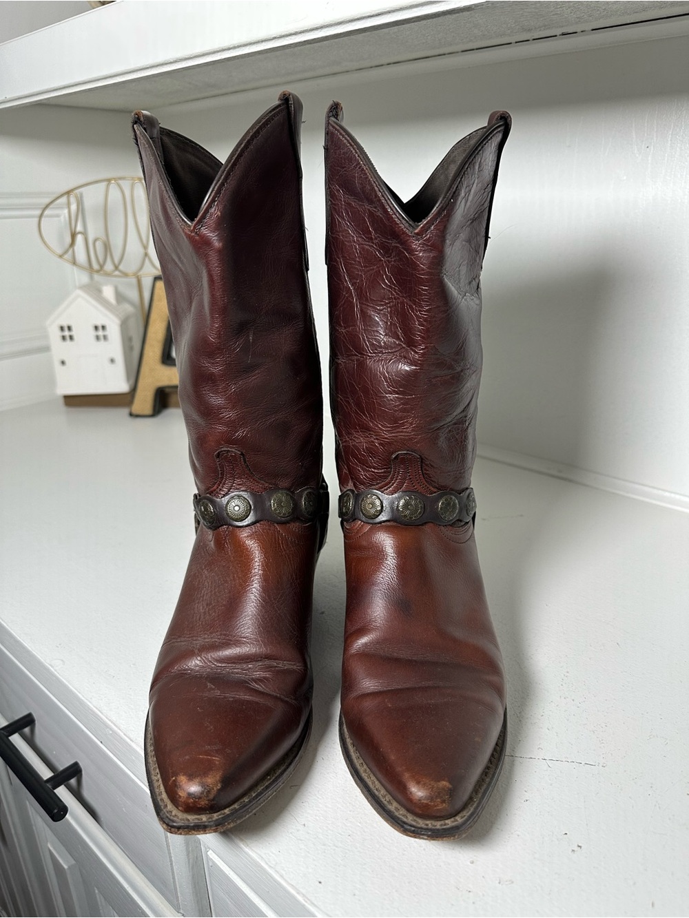 Acme Cowboy Boots Womens 10 Brown Harness Western Vintage Biker Cowgirl USA - Picture 2 of 9